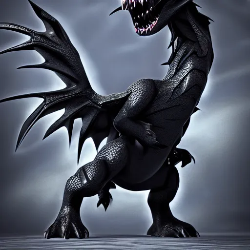 Image similar to dark black dragon pokemon , 3d render , highly detailed , octane render , 4k , HD