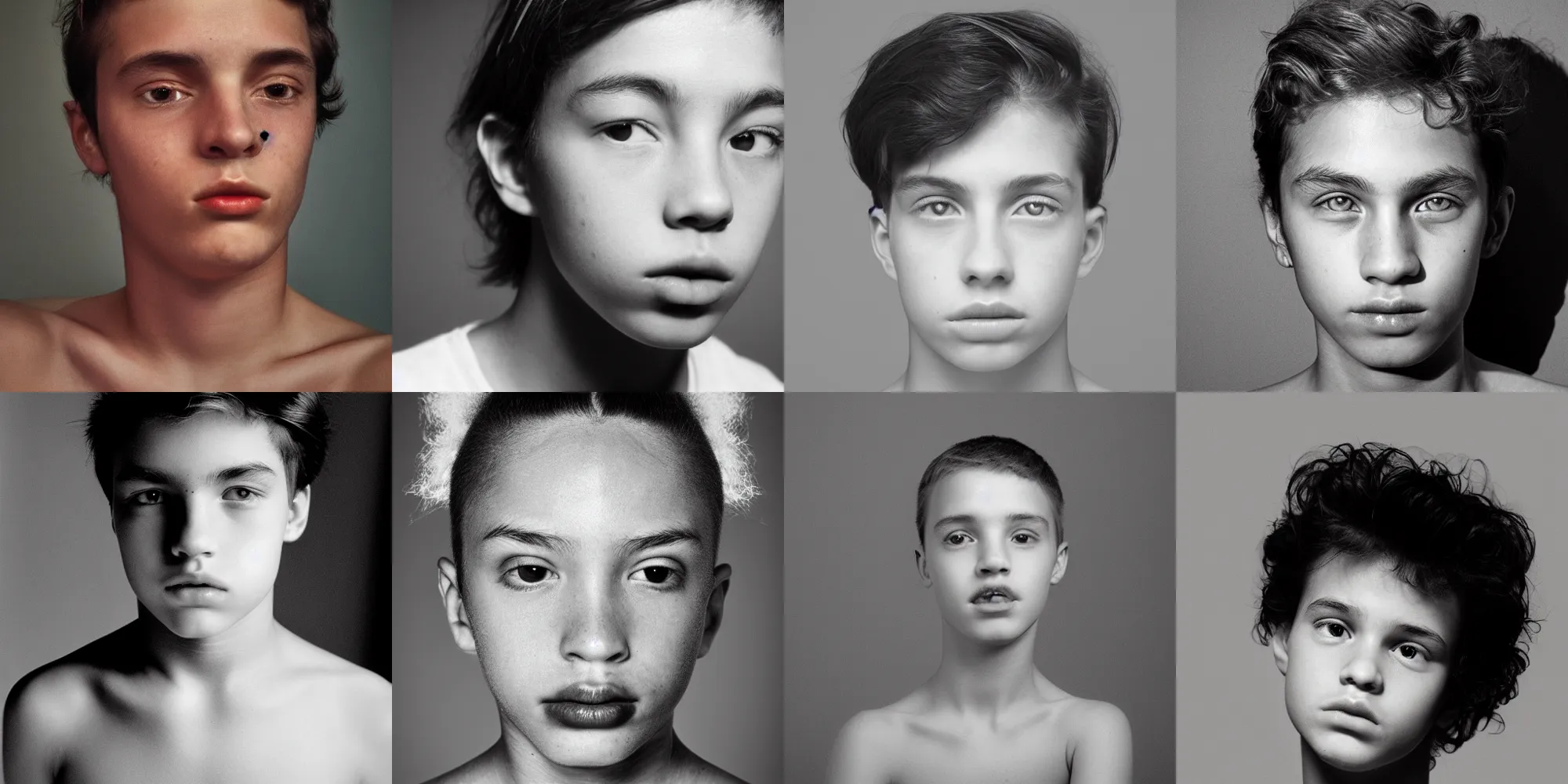 Prompt: portrait of fresh faced youth with perfect skin, bored, sparkling eyes, in style of robert mapplethorpe,