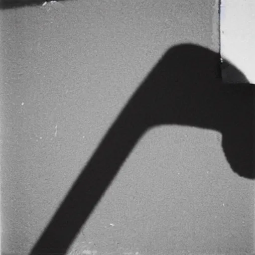 Image similar to wide - shot low - angle ant's eye view, sharp shadow!! of a cat!! only shadow on the wall in the street, polaroid photo, by andy warhol