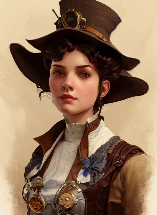 Prompt: portrait of steampunk dorothy gale, intricate, highly detailed, ray tracing, digital painting, artstation, concept art, smooth, sharp focus, illustration, art by artgerm and greg rutkowski and alphonse mucha, 8 k