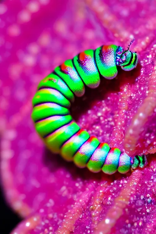 Image similar to high quality close-up photo pearlescent caterpillar! gorgeous highly detailed hannah yata elson peter cinematic pink lighting high quality low angle hd 8k sharp shallow depth of field