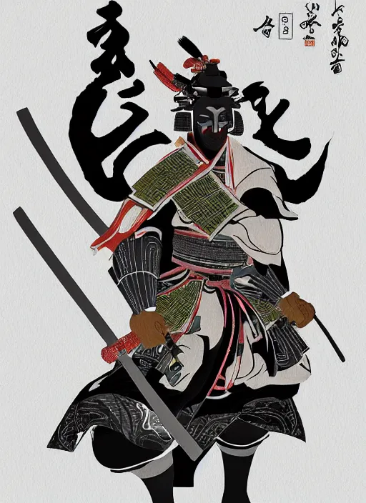 Image similar to Samurai, in the style of Hua Lu, character Illustration, trending on artstation