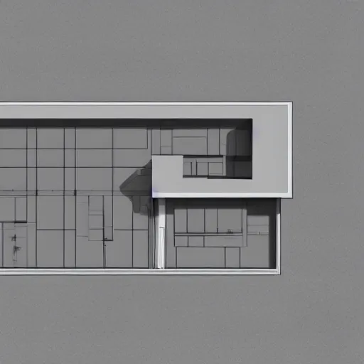 Prompt: floorplan blueprints of a concept modular house, minimalistic, 3 d printed architecture, designed by peter zumthor