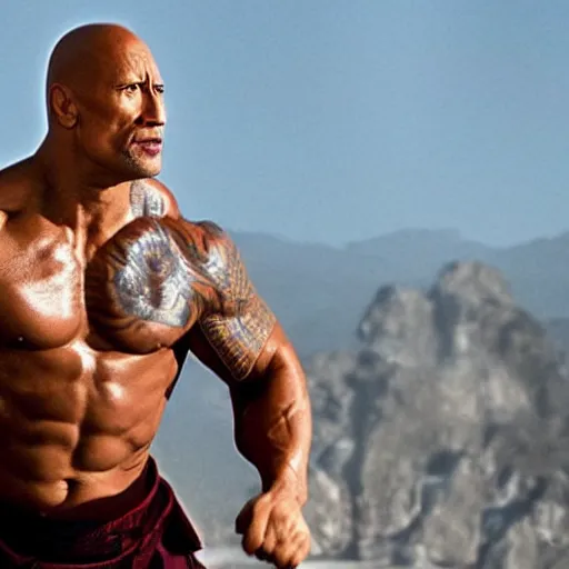 Image similar to Dwayne Johnson as Kung Fu master