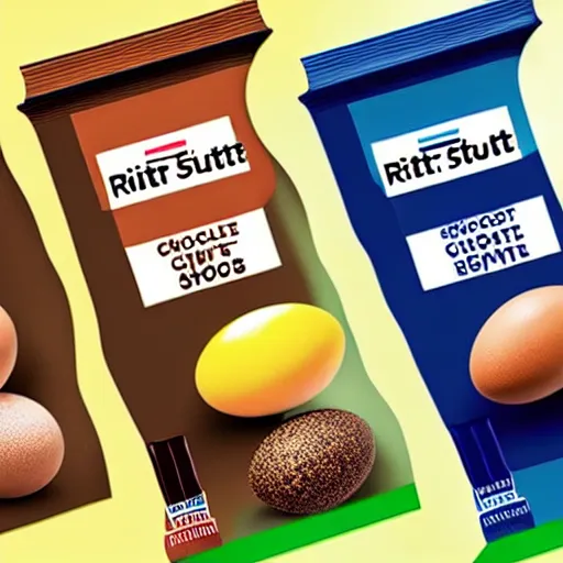 Image similar to Ritter Sport chocolate with egg flavour, product shot, photo