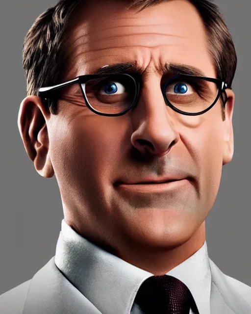 Prompt: steve carrel with a suit as a muppet. highly detailed felt. hyper real photo. 4 k.