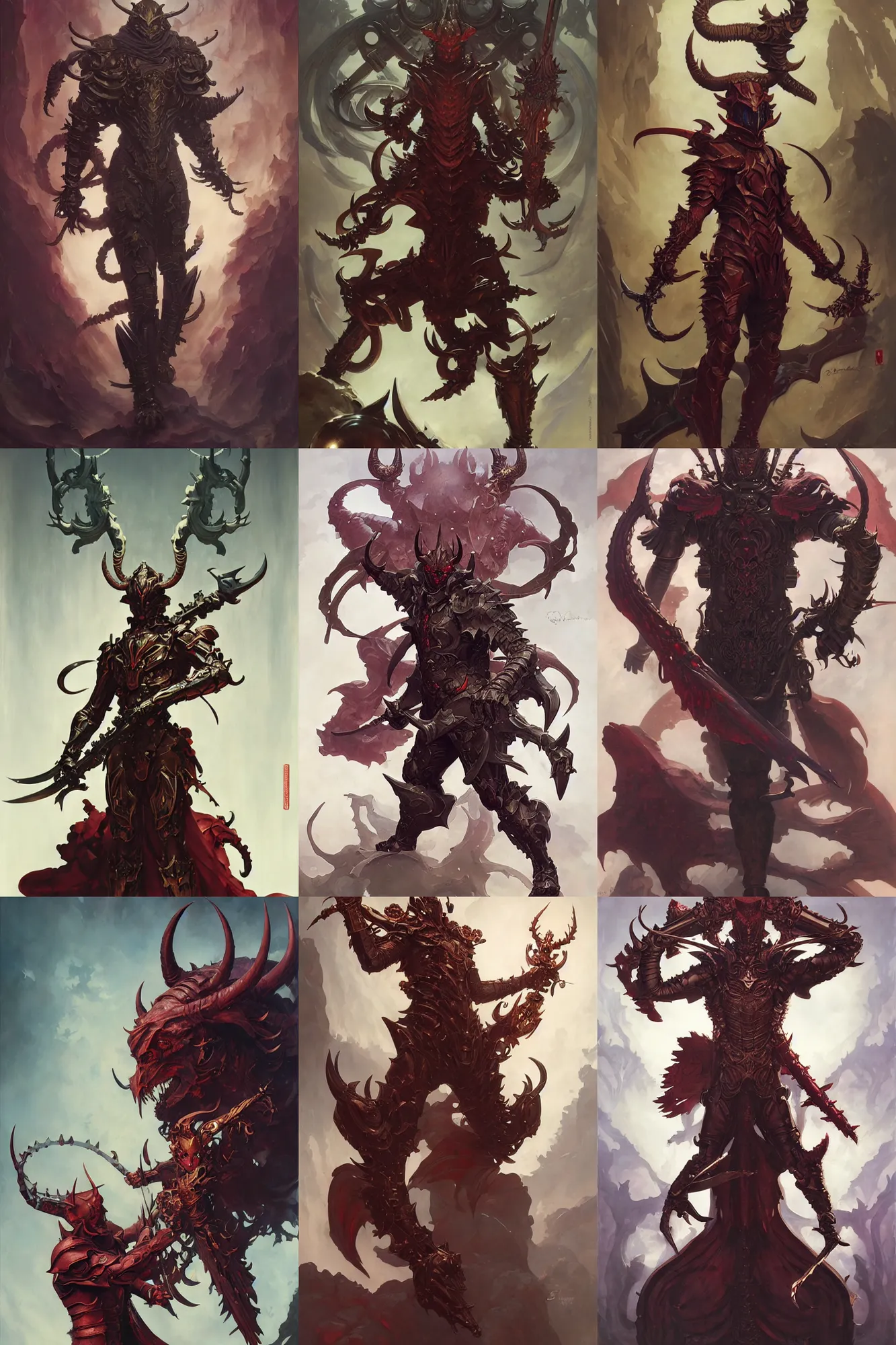 Prompt: male devil full body armor with claws, fantasy, art by joseph leyendecker, peter mohrbacher, ruan jia, marc simonetti, ayami kojima, cedric peyravernay, victo ngai