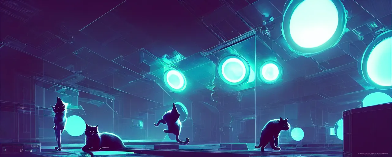 Prompt: duotone noir scifi concept dynamic concept art of 3 d mesh of cat inside box floating zero gravity glowing 3 d mesh portals, glowing eyes, octane render, surreal atmosphere, volumetric lighting. accidental renaissance. by sachin teng and sergey kolesov and ruan jia and heng z. graffiti art, scifi, fantasy, hyper detailed. trending on artstation