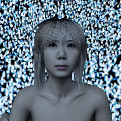 Image similar to rimuru looking into the camera, beautiful face, ultra realistic, fully clothed, intricate details, highly detailed, 8 k, photorealistic, octane render, unreal engine, in the style of andy warhol