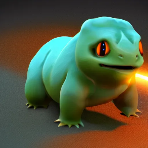 Prompt: combine bulbasaur charmander and squirtle focus volumetric lighting cgsociety, realistic, highly detailed