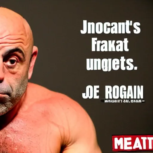 Image similar to Joe Rogan spurting fake news from his meatbits