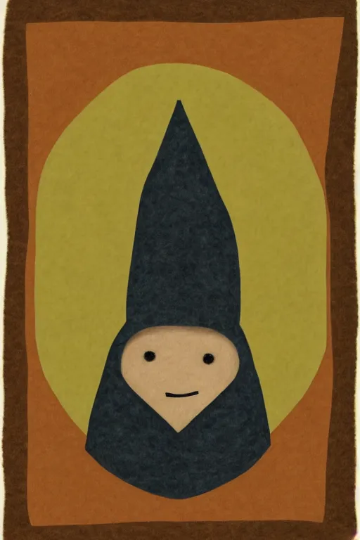 Prompt: felt illustration, portrait of a small character, with a big head, wearing a hood