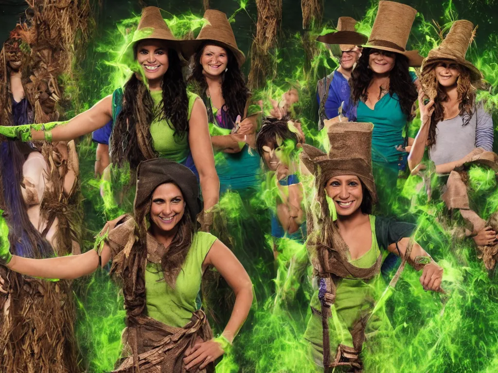 Image similar to Elphaba just won immunity on Survivor, but she cheated with her magic and everybody knows it, 8k resolution, ultra realistic