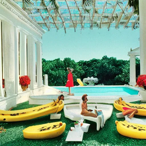 Prompt: the banana mansion photo by Slim Aarons