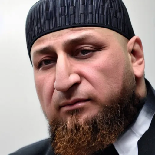 Image similar to ramzan kadyrov. Close up.