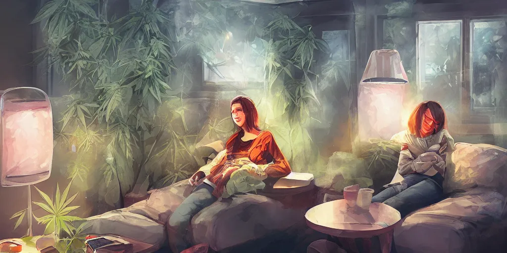 Prompt: warm smell of marijuana tips,, global lighting, digital art, artstation