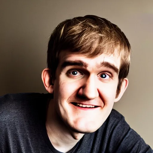 Prompt: bo burnham with a beard living in the future, green lighting