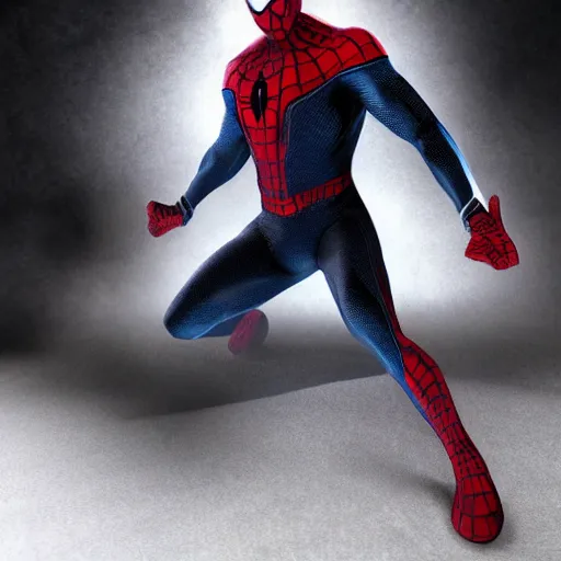 Image similar to black spider - man suit with white web lining, cinematic, volumetric lighting, realistic, hyperdetailed, photorealistic, photograph