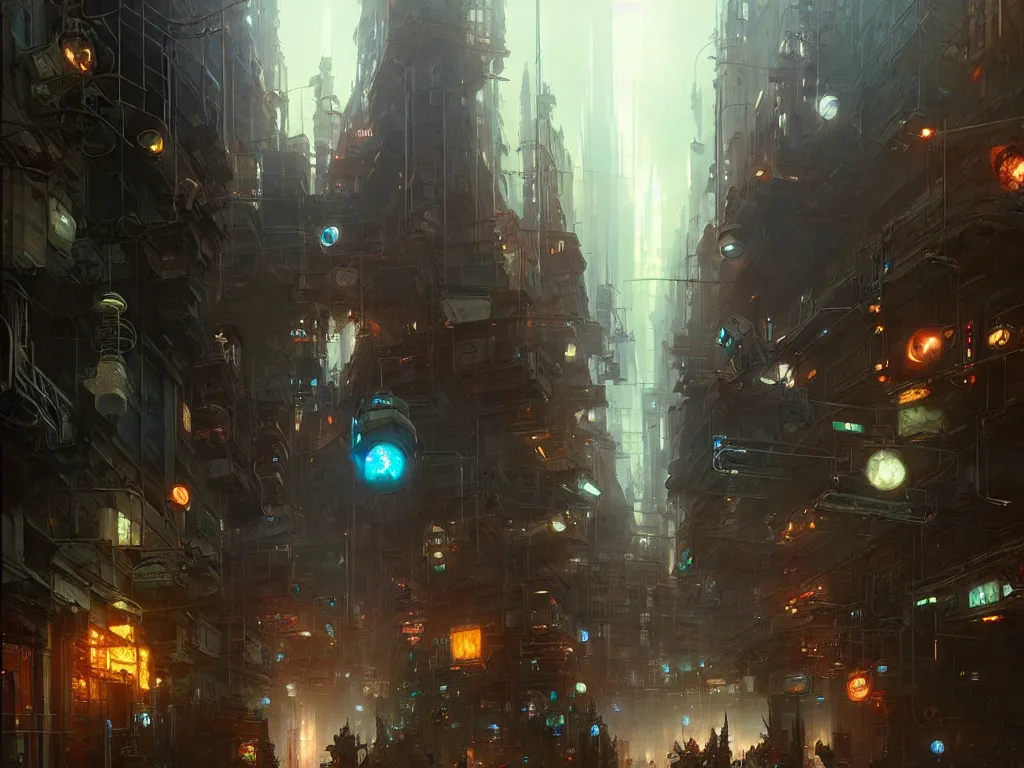 Prompt: cybercity street view, fantasy, ultra realistic, concept art, highly detailed by greg rutkowski, gaston bussiere, craig mullins, simon bisley, eddie mendoza