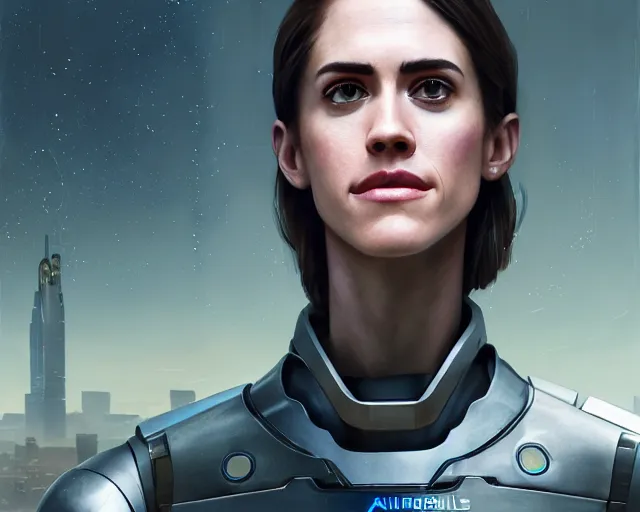 Image similar to highly detailed portrait of allison williams as an android, in detroit : become human, stephen bliss, unreal engine, fantasy art by greg rutkowski, loish, rhads, ferdinand knab, makoto shinkai and lois van baarle, ilya kuvshinov, rossdraws, tom bagshaw, global illumination, radiant light, detailed and intricate environment