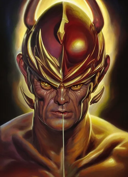 Image similar to a epic portrait of the god of destruction, art by boris vallejo and greg danton and denys tsiperko, detailed, hyperrealism, artstation