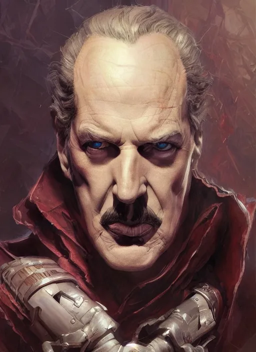 Image similar to Portrait of Vincent Price, marvel comics, dark, intricate, highly detailed, smooth, artstation, digital illustration by Ruan Jia and Mandy Jurgens and Artgerm and Wayne Barlowe and Greg Rutkowski and Frank Frazetta