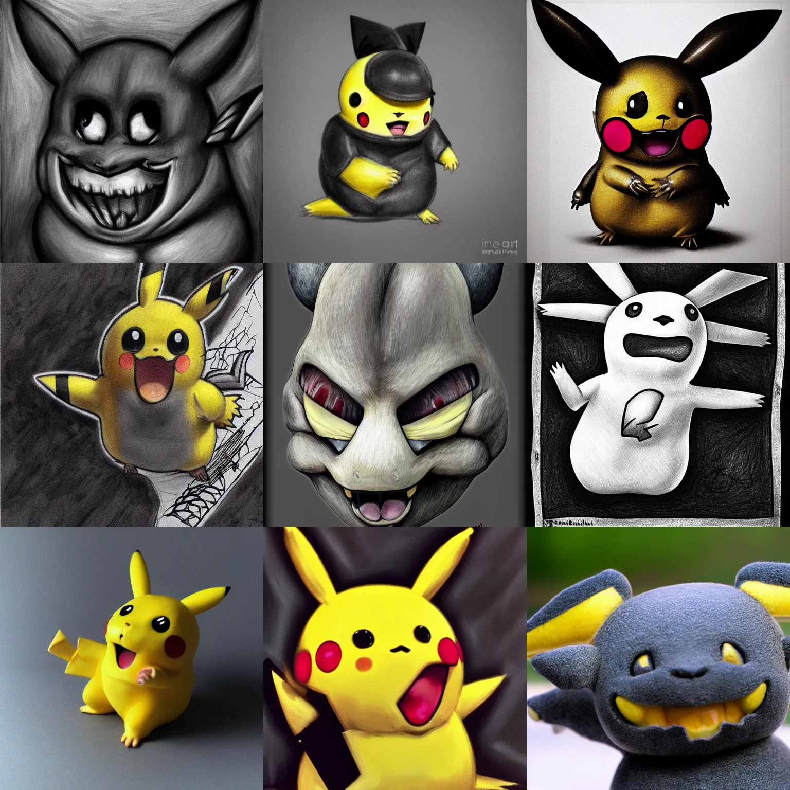 Prompt: very realistic sad screaming pikachu by giger-C 5