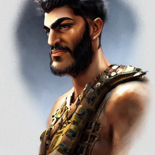 Prompt: kurdish male warrior, highly detailed, digital painting, artstation, concept art, sharp focus, illustration, incredibly strong and handsome