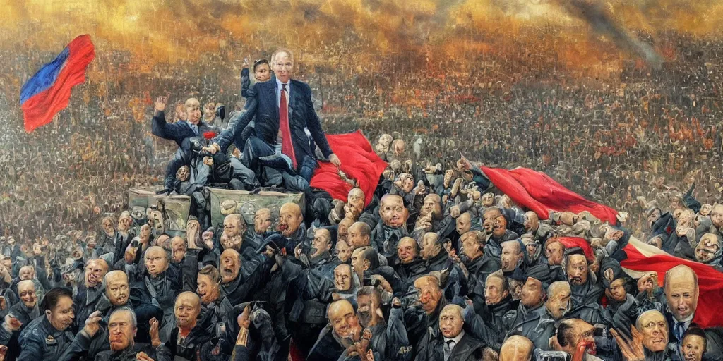 Image similar to fall of putin's regime, 2 0 2 2, detailed painting