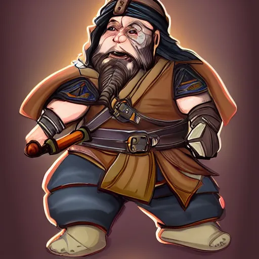 Image similar to a dwarf ninja heroes, concept art characters, illustrated by trent kaniuga