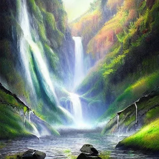 Image similar to a beautiful waterfall, elegant, soulful, liquid, masterpiece, Cinematic, fantasy, digital art,