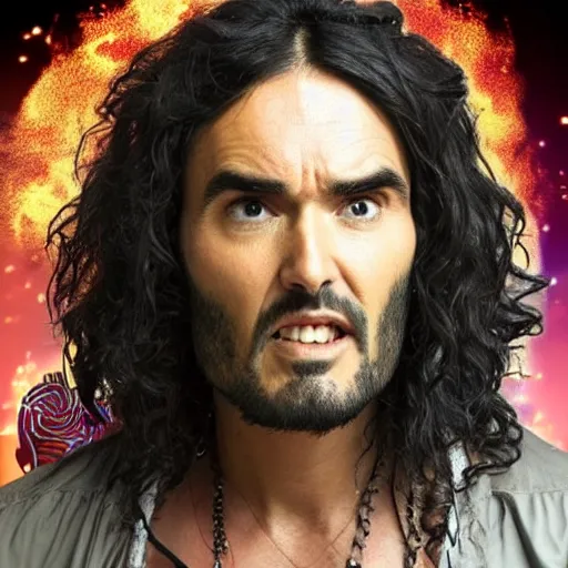 Prompt: Russell brand in Naruto, award winning animation, Naruto Shippuden starring Russell Brand