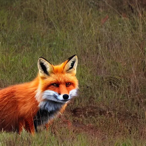 Image similar to a red fox with glowing eyes