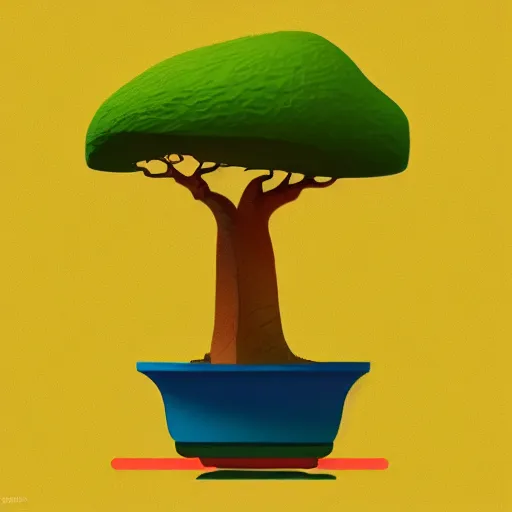 Image similar to bonsai baobab! tree but minimalistic concept art by frank stella gilleard james whalen tom, colorful, soft light, trending on artstation, minimalism