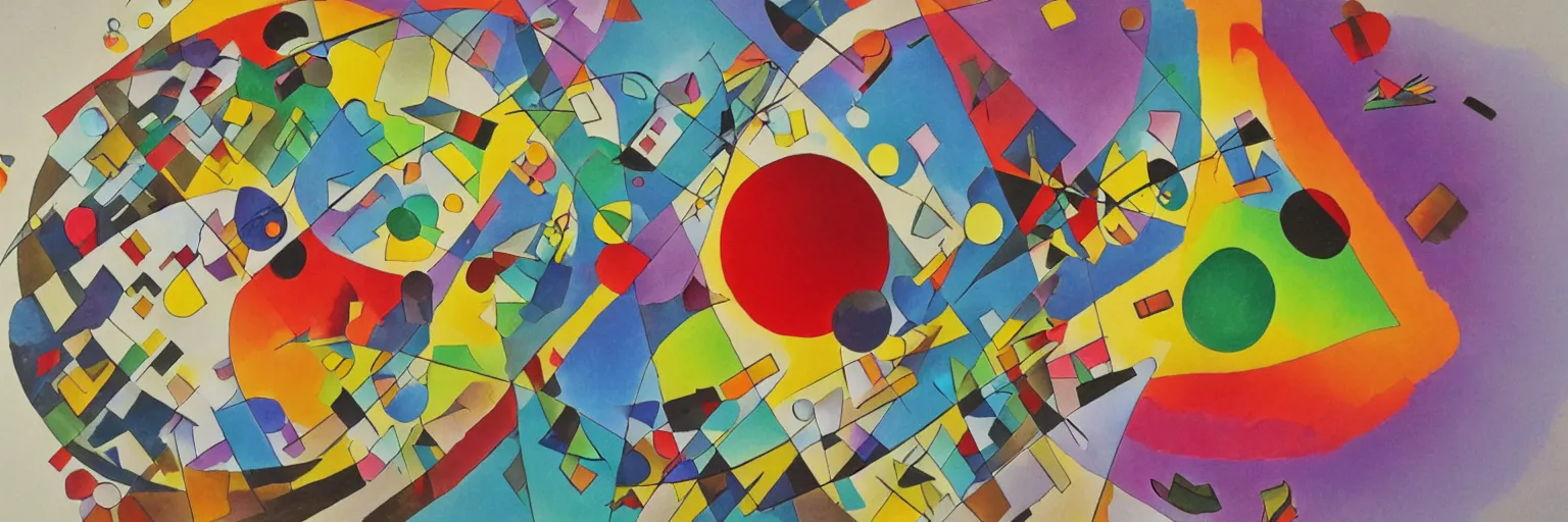 Image similar to simple 3D kandinsky style paper art