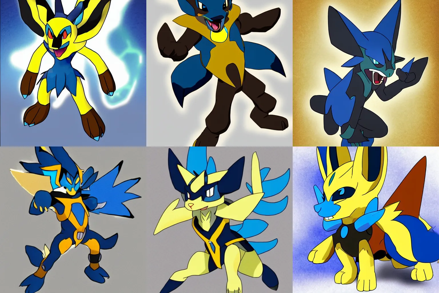 Prompt: a fusion of Lucario and Zeraora(from pokemon), detailed, bipedal