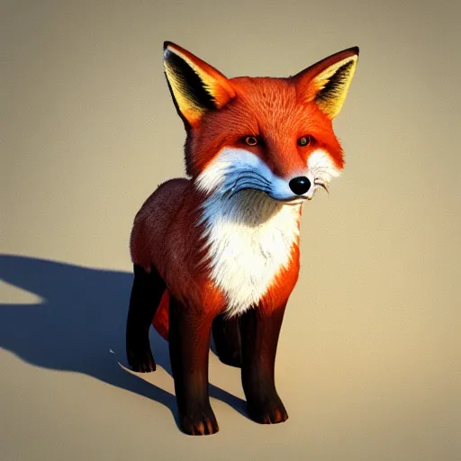 Prompt: a fox, 3 d render, post processing, cinematic lightning