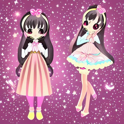 Image similar to usagi chan in a kawaii dress magical girl with star poster background