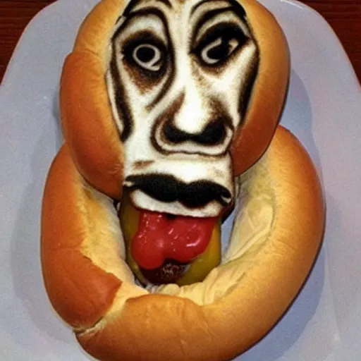 Prompt: a hot dog that looks like snoop dogg