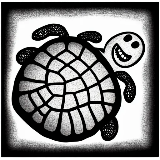 Image similar to black and white storybook illustration of a turtle hamburger, storybook illustration, monochromatic, black and white