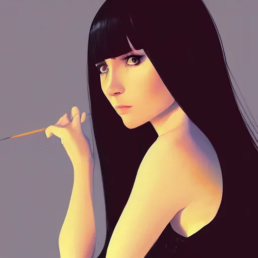 Image similar to a beautiful artwork side profile portrait of a witch by ilya kuvshinov, featured on artstation