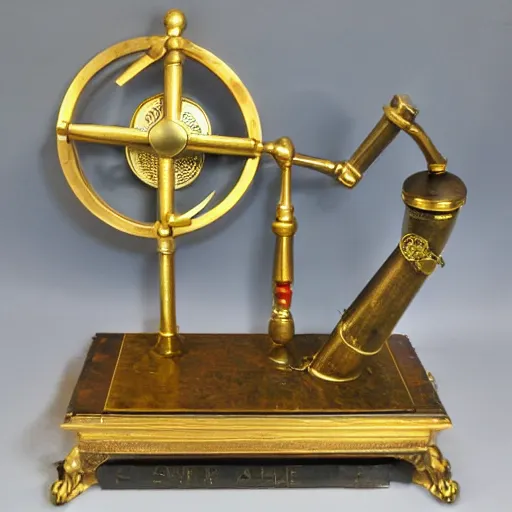 Prompt: brass telescope with astrolabe frame