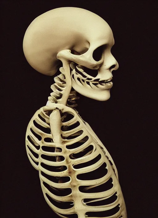 Image similar to a womans face in profile made of monstera leaves skeleton in the style of the dutch masters and gregory crewdson dark and moody