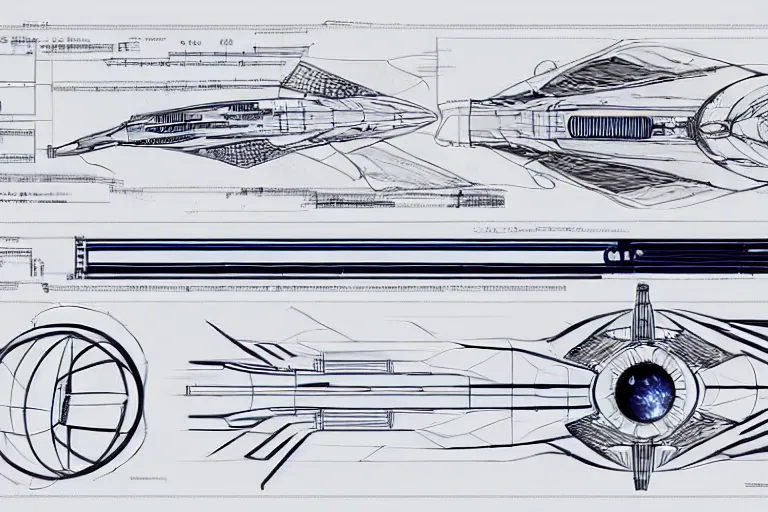 Prompt: Futuristic Neo Solar punk Space ship schematics, Leonardo DaVinci , Line art, Technical drawing, Spaceship parts manufacturing blueprints.