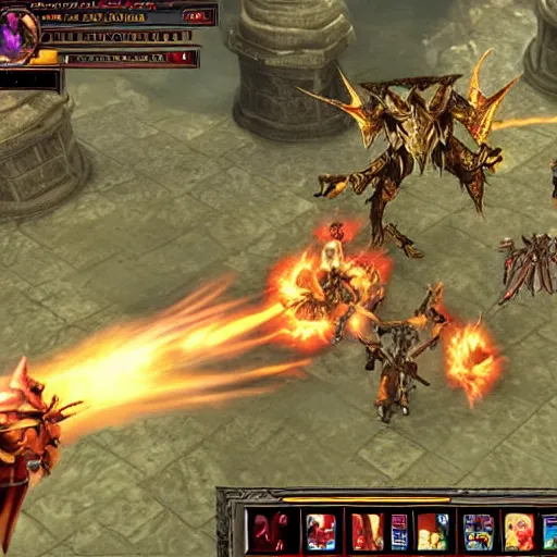 Image similar to diablo fighting 4 wizards