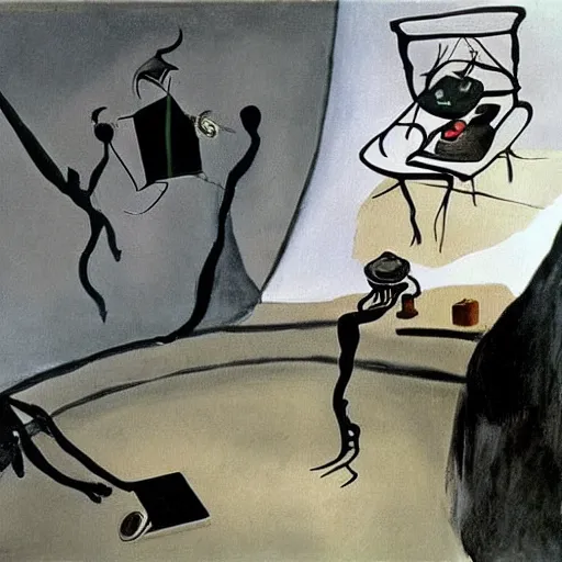 Prompt: dali painting the persistence of memory with cellphones instead of clocks