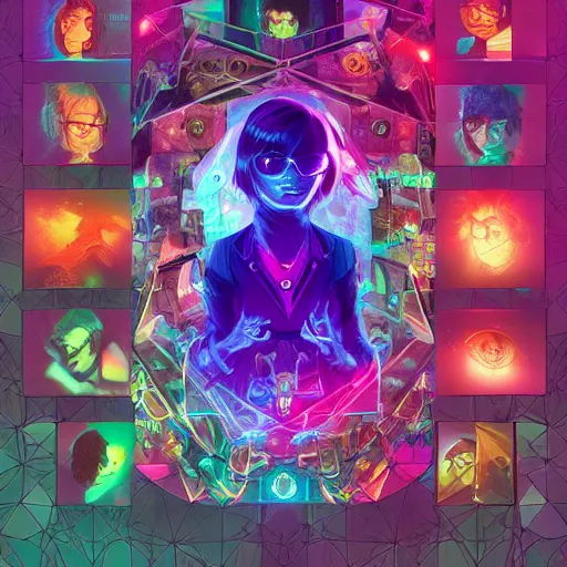 Image similar to skill magic geek inside matrix deepdream radiating a glowing aura stuff loot legends stylized digital illustration video game icon artstation lois van baarle, ilya kuvshinov, rossdraws,