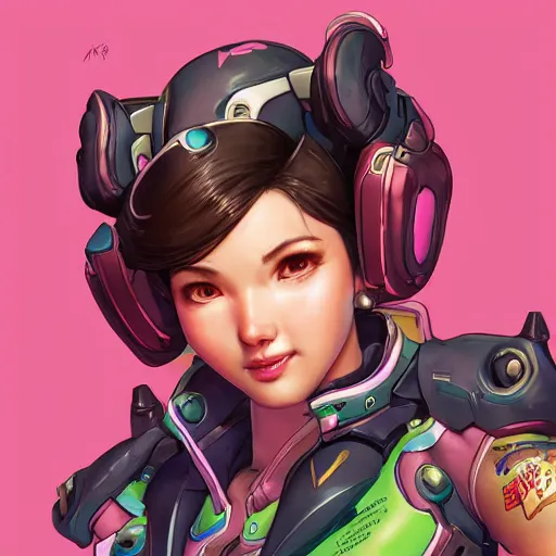 Prompt: d. va from overwatch, character portrait, close up, concept art, intricate details, highly detailed photorealistic in the style of marco plouffe ( keos masons ), joel torres, seseon yoon, artgerm and warren louw