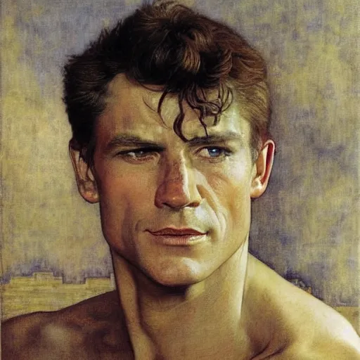 Prompt: james bond as the cover model of a synthwave romance novel, cheeky grin, by edgar maxence and caravaggio and michael whelan and delacroix