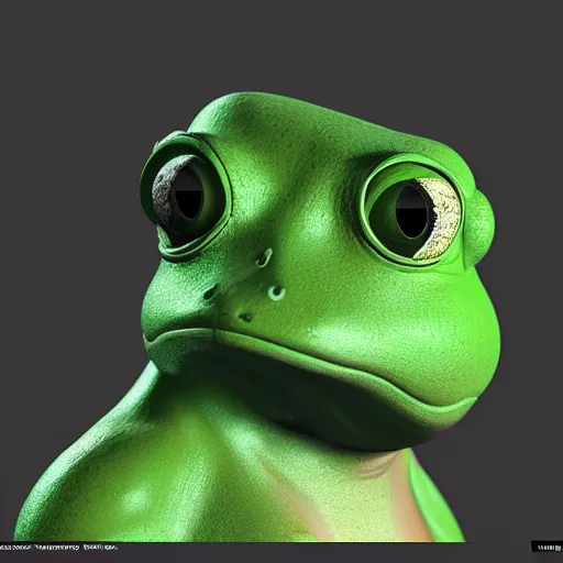 Prompt: a green frog mask with a black background, a raytraced image by Michelangelo, zbrush central, hypermodernism, 8k 3d, zbrush, #vfxfriday